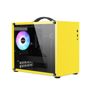 未知玩家X100電腦機(jī)箱MATX手提便攜式緊湊型臺(tái)式機(jī)玻璃側(cè)透迷你mini主機(jī)Typec白色I(xiàn)TX小機(jī)箱 未知玩家X100 黃色USB3.0