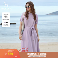 哈吉斯（HAZZYS）女裝 夏款斜領(lǐng)氣質(zhì)時(shí)尚女針織連衣裙AQWSE03BF02 淺紫色LA XL (170/92A 42)