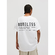 BONELESS標(biāo)語(yǔ)文字印花T恤圓領(lǐng)涼感速干短袖男夏季高街上衣體恤男 米白 M