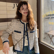 JVH香港潮牌牛仔粗花呢短款外套女 2025春季新款小香風(fēng)休閑呢子開衫 圖片色 M