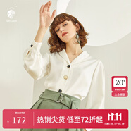 范思藍(lán)恩春秋新款雪紡白襯衫女設(shè)計(jì)感小眾復(fù)古港味職業(yè)裝襯衣女 白色 M