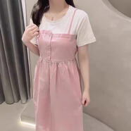 景怡依胖女孩顯瘦連衣裙子寬松加肥減齡大碼胖妹妹夏天女裝胖人胖學(xué)生 粉紅色 M