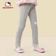 凱蒂貓（hellokitty）Hello Kitty女童打底褲加絨加厚秋冬季外穿一體絨長(zhǎng)褲兒童保暖褲 純色灰 110 cm