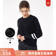 Navigare意大利小帆船純羊毛衫女士秋冬款保暖毛衣圓領(lǐng)針織衫內(nèi)搭打底衫 黑 S