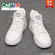 卡帝樂(lè )鱷魚(yú)（CARTELO）高幫鞋男冬季特大碼男鞋45真皮46百搭47加絨加厚48休閑板鞋子男潮 白色四季款 40