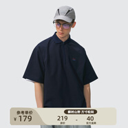 瞬時(shí)山野Monterest戶(hù)外吸濕速干涼感抗菌半拉鏈POLO衫寬松短袖T恤 深海藍(lán) M