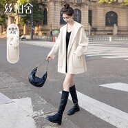 絲柏舍連帽減齡大衣2025冬裝新款女時(shí)尚寬松簡(jiǎn)約毛呢外套