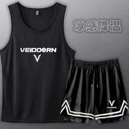 維動(dòng)籃球背心兩件套裝男健身跑步運動(dòng)訓練服不過(guò)膝雙層三分短褲潮 VD橫條套裝黑背心+黑雙層 XL 【115-130斤】