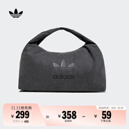 adidas「云朵包」牛仔風(fēng)大容量運動(dòng)挎包女子阿迪達斯官方三葉草 黑色 NS