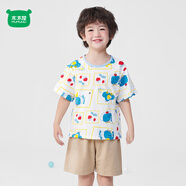 迷你木木屋兒童短袖套裝夏季男童女童圓領(lǐng)短袖短褲套裝 水果大象 140 
