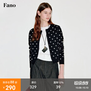 fano studios范洛Fano 復(fù)古撞色波點(diǎn)假兩件針織毛衣毛衣開(kāi)衫外套女2025秋新款 黑色第二批 M