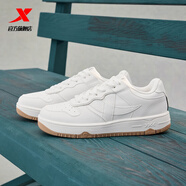 特步板鞋男新款運動(dòng)休閑空軍一號板鞋耐磨百搭情侶板鞋時(shí)尚鞋子厚底 帆白-0042 女款 39