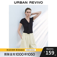 UR2025秋季新款女裝簡約設計感披肩式修身短袖T恤UWU450013 寶藍 S
