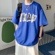Tim Peake七分袖t恤男ins潮流體恤百搭印花上衣服T359 藍(lán)色 3XL