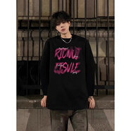 迪伽達美式復古純棉長(cháng)袖t恤男春秋季潮流寬松衛衣高街休閑冬款打底上衣 XJD*-T95黑色 2XL