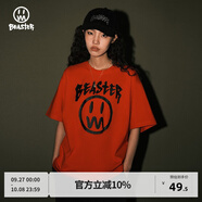 BEASTER 春夏鬼臉短袖T恤男夏季基礎白T情侶裝潮牌上衣 紅色 M