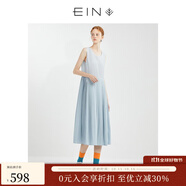 EIN【百褶天使裙】EIN言小清新簡約絲棉多巴胺打底連衣裙夏季新款 淺藍(lán)  L