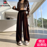 AEMAPE金絲絨休閑闊腿褲女秋冬2025新款加絨慵懶垂墜感顯瘦百搭拖地褲子 金絲絨闊腿(咖啡) L (110-125斤左右)