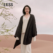 LESS【周迅同款】春秋簡(jiǎn)約開衫女慵懶風(fēng)長(zhǎng)款針織衫2N9312490 001/本黑1 M