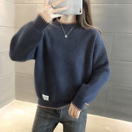 品彩（PinCai）半高領(lǐng)毛衣女寬松針織衫外穿春季套頭針織上衣外穿潮 PW19ZS707
