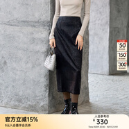 顏域（YANYEE）顏域優(yōu)雅氣質(zhì)高腰半身裙女士2025新款冬裝知性黑色顯瘦中長款裙子 黑色 L/40