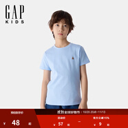 蓋璞男女童2025春季新款純棉小熊刺繡短袖T恤百搭兒童裝上衣756113 藍(lán)色 160 cm(14-15歲) 亞洲尺碼