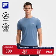 FILA 斐樂(lè )官方男裝針織短袖衫2025夏新款健身運動(dòng)簡(jiǎn)約舒適透氣涼感T恤 月光藍-RB L 175/96A/L