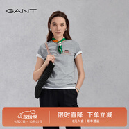 GANT/甘特【100%棉】男女同款情侶裝簡(jiǎn)約學(xué)院風(fēng)舒適短袖重磅T恤 93煙灰色 L