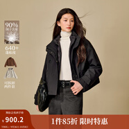 茵曼（INMAN）2025秋冬女裝新款 可拆卸兩件套連帽羽絨服寬松保暖短款外套 黑色 S