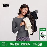 森馬（Semir）長袖T恤女吸濕發(fā)熱抗菌緊身內(nèi)搭2024圓領抓絨套頭衫109724101007