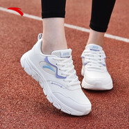 安踏運動(dòng)鞋女秋季皮面透氣輕便跑步鞋休閑耐磨減震旅游鞋