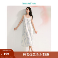 茵曼（INMAN）法式顯瘦百褶吊帶裙2025春秋女裝新品V領連衣裙氣質(zhì)長裙 藍色 L