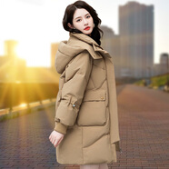 歐芭瑞小紅書爆款白鴨絨羽絨服女士中長款2025年冬季新款加厚保暖時尚爆 7769卡其色 L[推薦115-130斤] 均碼