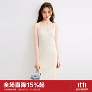 樂町甜美彩紗針織吊帶裙秋季新款毛衣裙少女感中長(zhǎng)款吊帶背心裙 彩色條紋（現(xiàn)貨） S