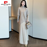 皮爾卡丹（pierre cardin）2025新款時(shí)尚套裝裙女秋冬新款洋氣顯瘦半高領(lǐng)針織衫半身裙兩件套 燕麥色上衣+燕麥色裙子【兩件套】 2XL 【131-145斤穿】