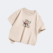 大嘴猴（paul frank）大嘴猴童裝純棉短袖T恤夏季新款休閑寬松可愛男女童舒適百搭上衣 杏色 140