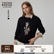 Teenie Weenie小熊秋季簡(jiǎn)約圓領(lǐng)套頭衛衣學(xué)院風(fēng)短款上衣休閑時(shí)尚女 黑色 S (160)