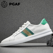 PGAF真皮男鞋歐洲站小白鞋男2026春季休閑板鞋透氣牛皮樂(lè )福鞋男士單鞋 白色 39