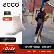 愛步（ECCO）靴子女 女士時尚潮流高幫休閑女靴 靈動218313 砂礫灰/石灰色21831361068 39