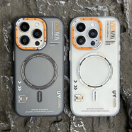 博巴特Magsafe磁吸無(wú)線(xiàn)充電適用蘋(píng)果17ProMax手機殼iPhone16Pro膚感磨砂防摔個(gè)性保護套13pm簡(jiǎn)約16高級感 【白色】M1橙色鏡頭框磁吸殼 iPhone16Pro