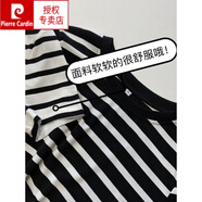 皮爾卡丹（pierre cardin）2026新款時(shí)尚簡(jiǎn)約軟糯黑白橫條紋短袖t恤女夏寬松顯瘦上衣女內搭  黑色 M-95-105斤