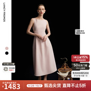 朗姿2025夏季新款優(yōu)雅一字領(lǐng)無(wú)袖連衣裙女高端法式修身收腰裙子 淡粉色 XL