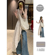 Radinka2025夏新款甜辣妹荷葉邊吊帶連衣裙不規則疊穿長(cháng)裙牛仔褲套裝XYJ 開(kāi)叉連衣裙 L 建議105-115斤