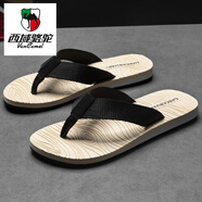 西域駱駝（VANCAMEL）網(wǎng)紅INS潮拖鞋男夏季潮牌防滑涼拖男士戶外休閑室外沙灘鞋人字拖 QY-857米黃 40