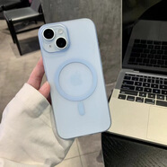 韻寧 超薄PC磨砂磁吸冰霧殼適用iphone16promax手機殼簡約14pro透明13promax高級感男女硬殼保護殼 冰霧PC膚感磁吸磨砂殼【冰川藍】 iPhone14