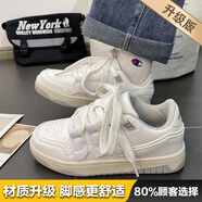 佐館百搭小白鞋秋冬季新款增高厚底加絨加厚板鞋情侶休閑運動(dòng)鞋男女 白色升級款 40