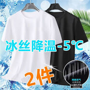 塵行者（CHENXINGZHE）夏季新款冰絲男T恤裝網(wǎng)眼短學(xué)生純色速干體恤衫大碼潮流衣服 黑色+白色【兩件裝】 2XL 125-139斤