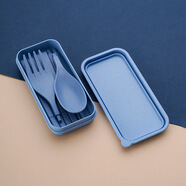 靠森小麥秸稈兒童便攜餐具套裝 旅行折疊可拆勺子筷子叉子禮品三件套 勺叉筷+盒子（顏色隨機）