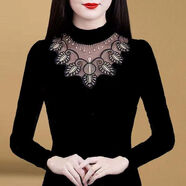 笙冉（SHENGRAN）新款春秋黑色網(wǎng)紗打底衫女長(cháng)袖秋冬新款寬松休閑簡(jiǎn)約洋氣上衣女T 218【春秋單款】 4XL 【140-160斤】