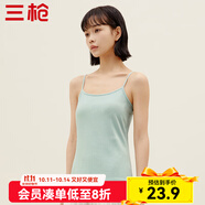 三槍（THREEGUN）新疆棉背心女士純棉高彈透氣打底杉運動內搭可外穿吊帶衫無袖上衣 海鹽綠A3（吊帶） 2XL